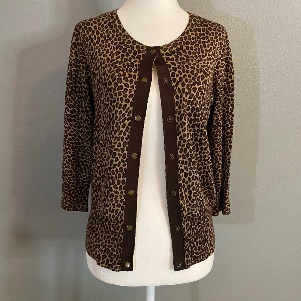 75. MICHAEL Michael Kors Animal Print Dainty Cardigan Size Small/Medium